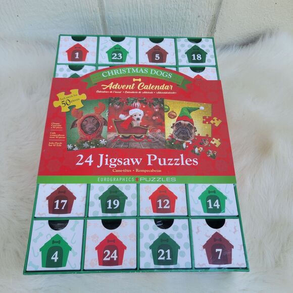 Christmas Dogs Holiday Advent Calendar, 24 Jigsaw Puzzles - Picture 1 of 2